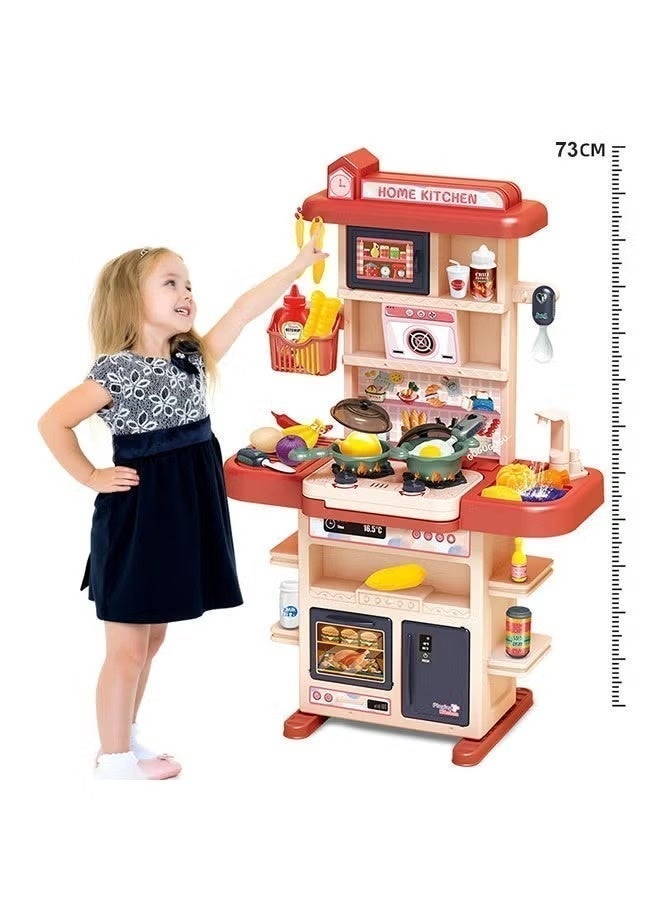 Realistic Kids Kitchen Playset with Lights & Sounds – Pretend Cooking Stove, Sink & Oven Toy with Spray Feature - Image 1